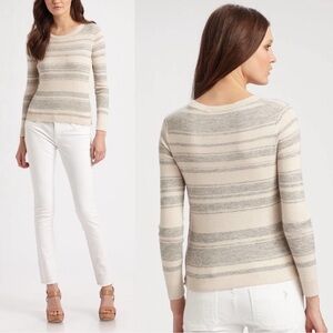 THEORY Charla Striped Cashmere Brown/Tan Sweater